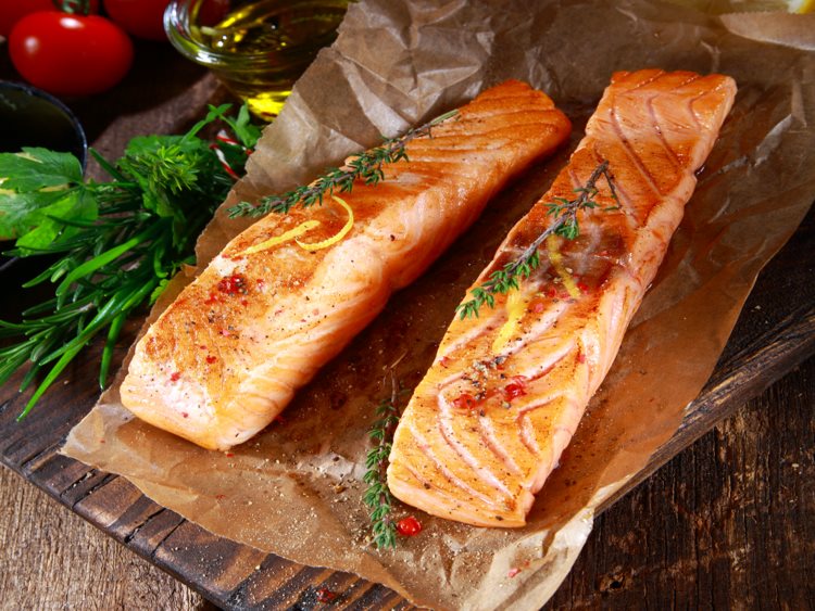 Try our Skinless King Salmon Portions broiled or on a cedar plank with Alaska Tim's Salmon Rub.
